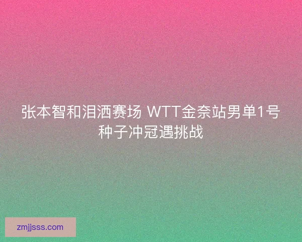 张本智和泪洒赛场 WTT金奈站男单1号种子冲冠遇挑战